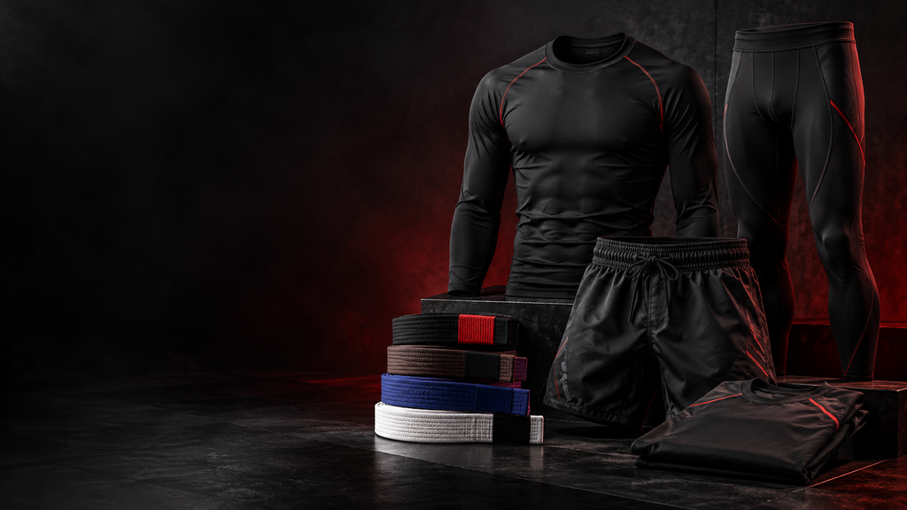 Custom BJJ Gear and no-gi apparel including rash guards, shorts, spats and belts